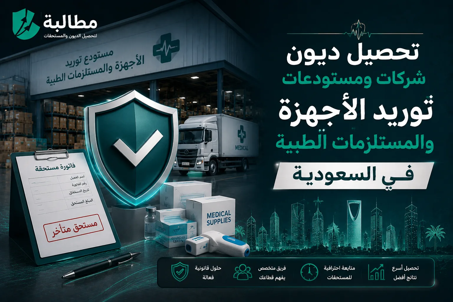 تحصيل ديون شركات ومستودعات توريد الأجهزة والمستلزمات الطبية في السعودية